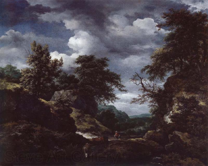Jacob van Ruisdael Hilly Wooded Landscape with Cattle Norge oil painting art
